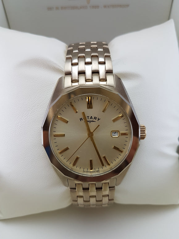 Gold Rotary watch with date